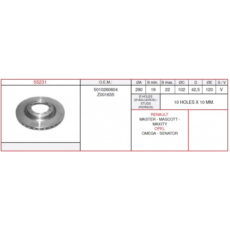 DISCO FRENO RVI 5010260604 Z001635
